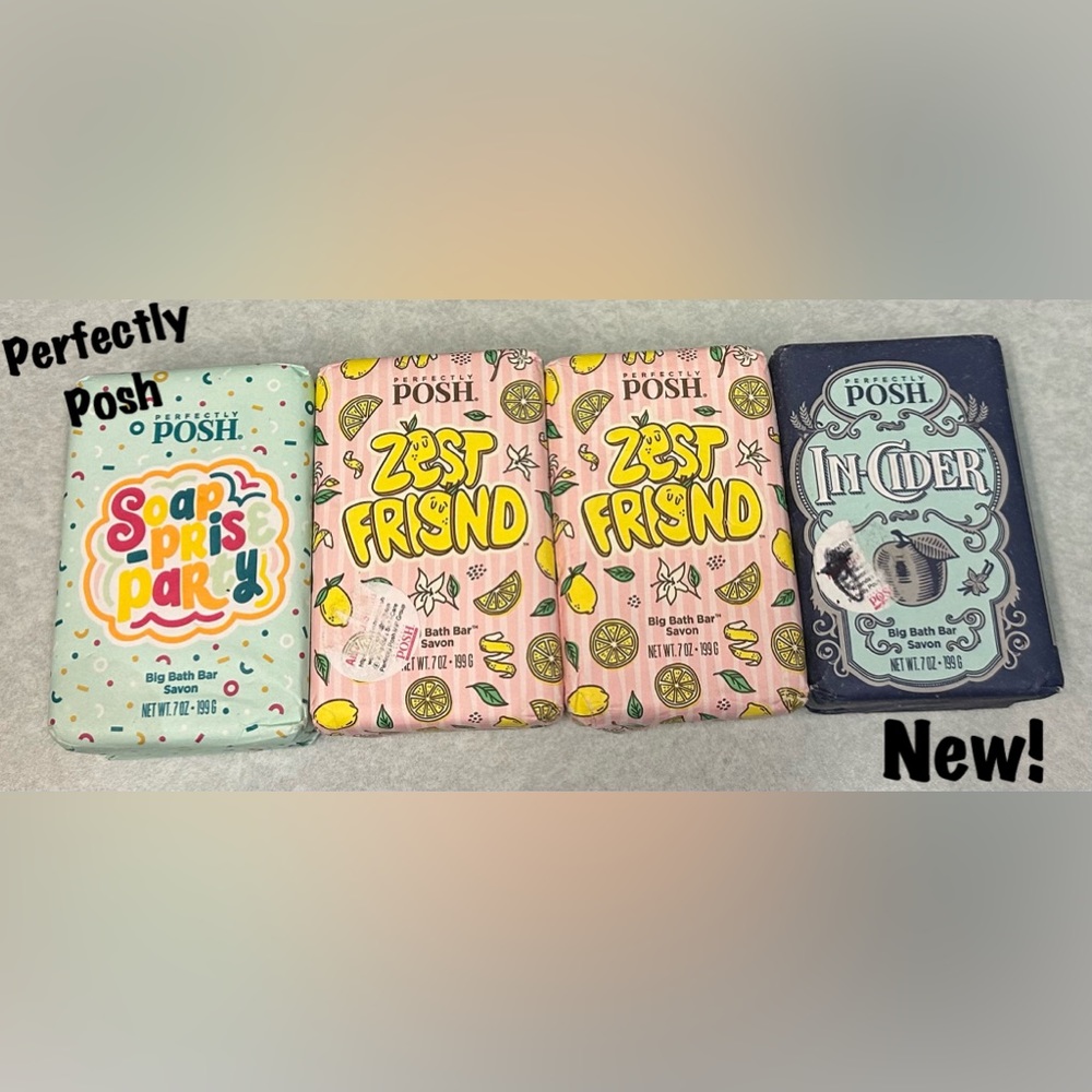 New Perfectly Posh Big Bath Bars in Zest Friend (2), Soaprise Party, & In-Cider